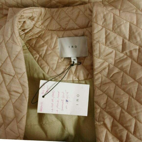 IRO Blyn Quilted Beige Button Pocket New Jacket Coat - Picture 2 of 3